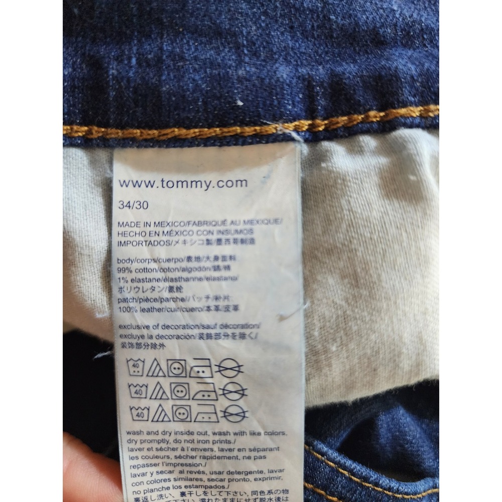 Tommy Hilfiger Denim Mens Straight Leg Dark Wash Jeans 34x30 Blue Stretch - Picture 8 of 8
